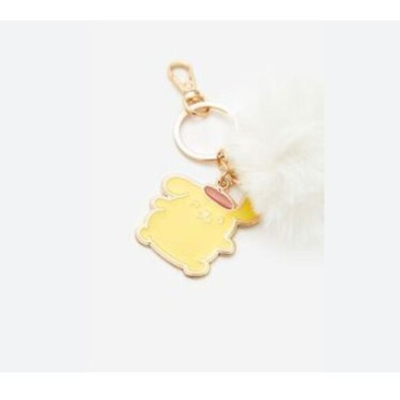 PomPomPurin Faux Fur Keychain Gold Clip & Yellow Charm By Forever 21 - Picture 1 of 5